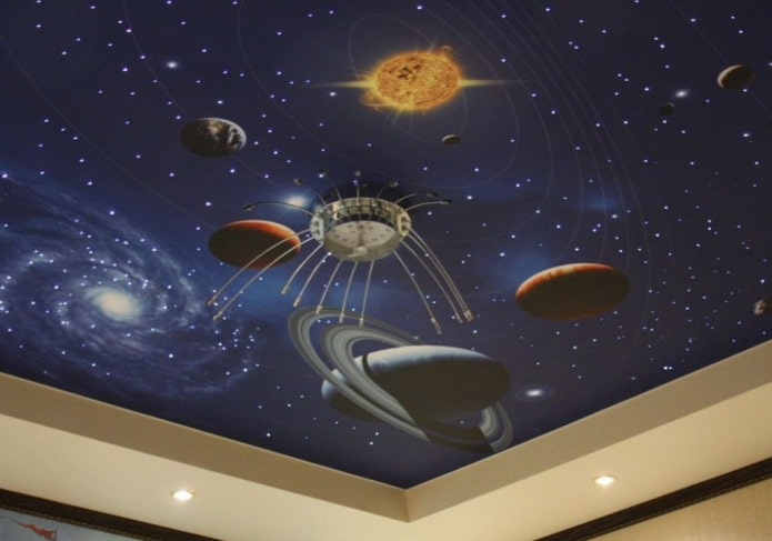 papier peint plafond avec images spatiales