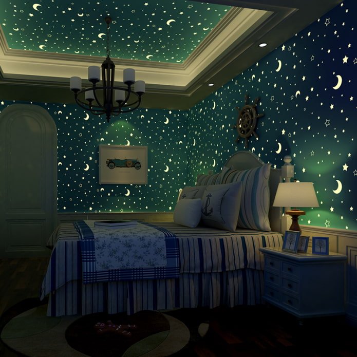 plafond avec étoiles lumineuses