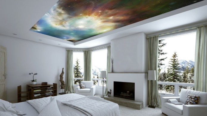 papier peint plafond avec images spatiales