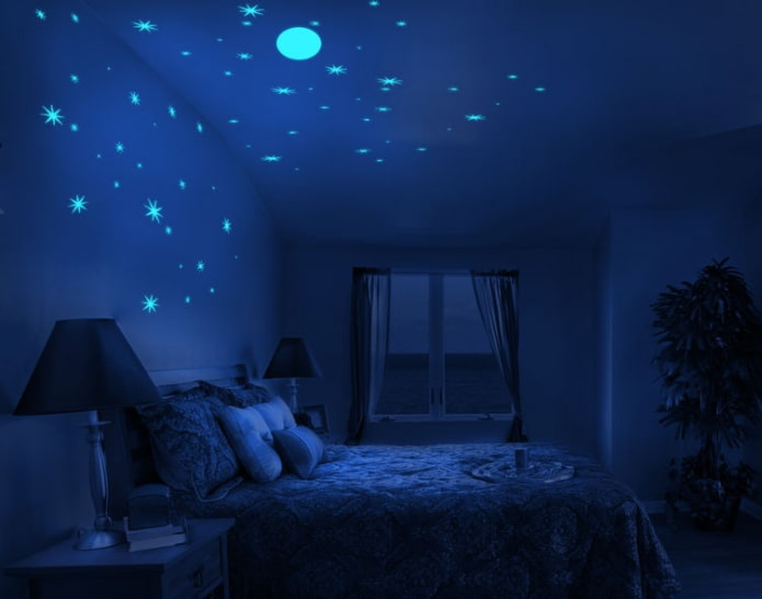 plafond avec étoiles lumineuses