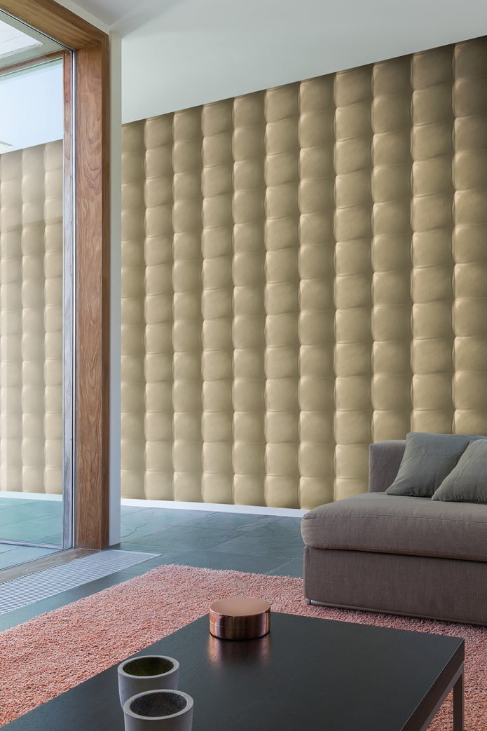 Papier peint cuir beige à l'intérieur