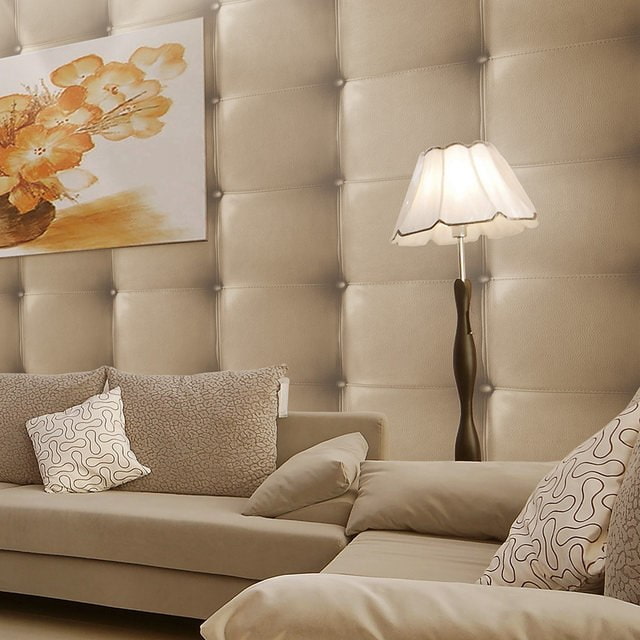 Papier peint cuir beige à l'intérieur