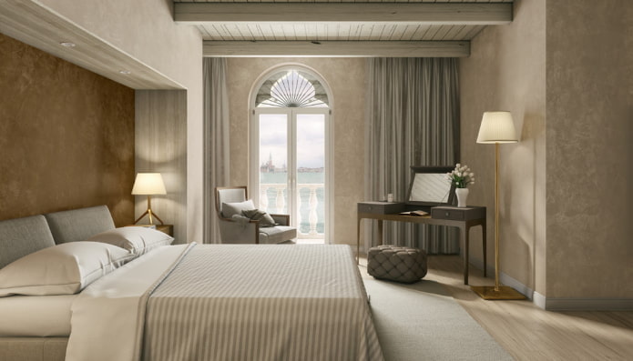 Chambre avec papier peint beige