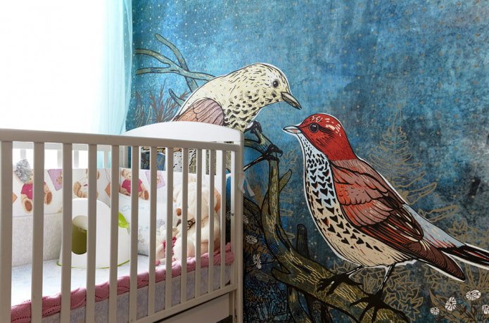 papier peint photo avec oiseaux