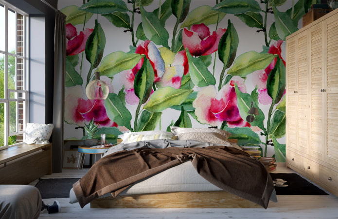 Fond d'écran avec un motif floral à l'aquarelle