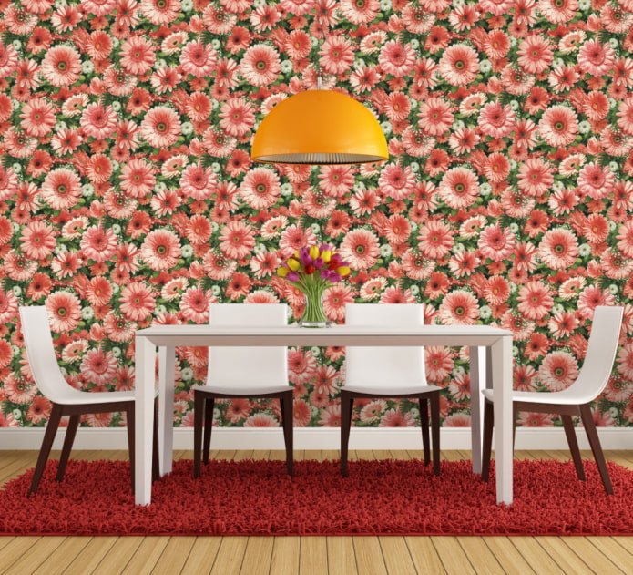 papier peint avec des gerberas à l'intérieur 