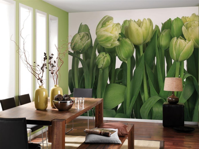 Papier peint photo avec une image de tulipes
