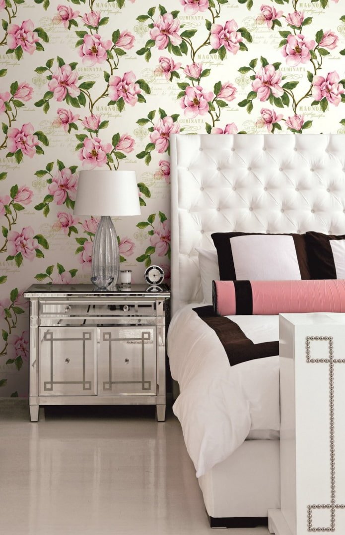 Papier peint avec magnolia à l'intérieur