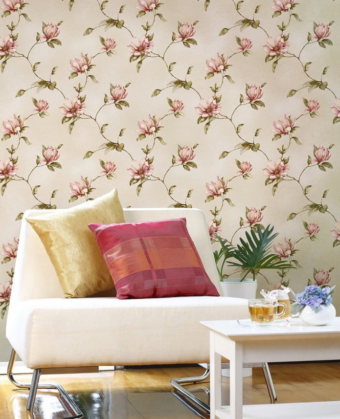 Papier peint avec magnolia à l'intérieur