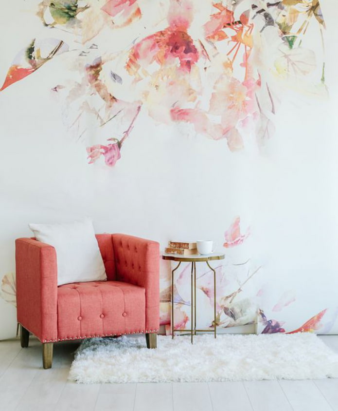 Fond d'écran avec un motif floral à l'aquarelle