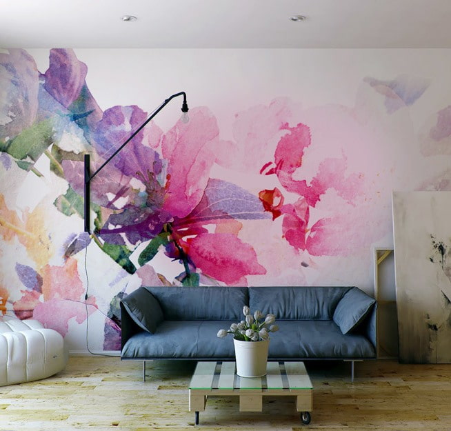 Fond d'écran avec un motif floral à l'aquarelle