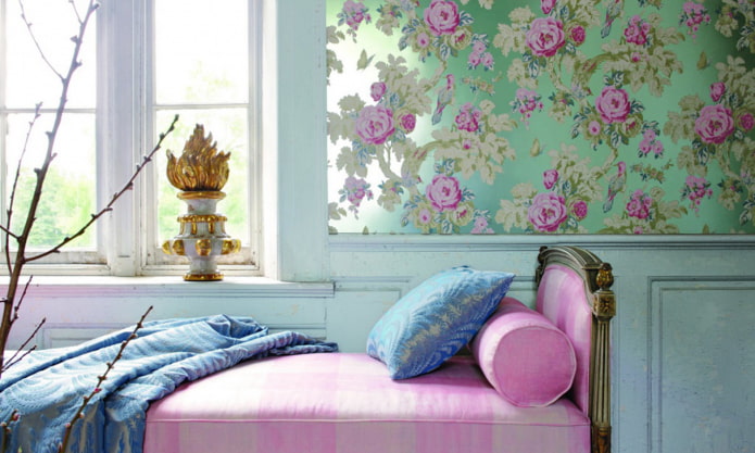 papier peint à fleurs avec effet sérigraphie