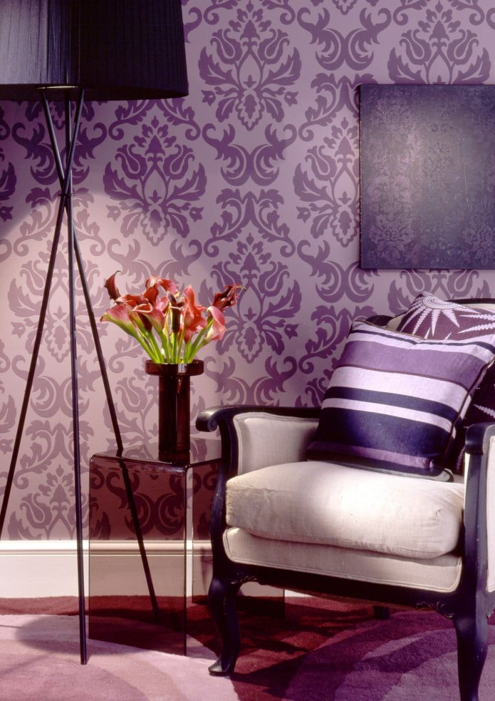 Papier peint monogramme lilas