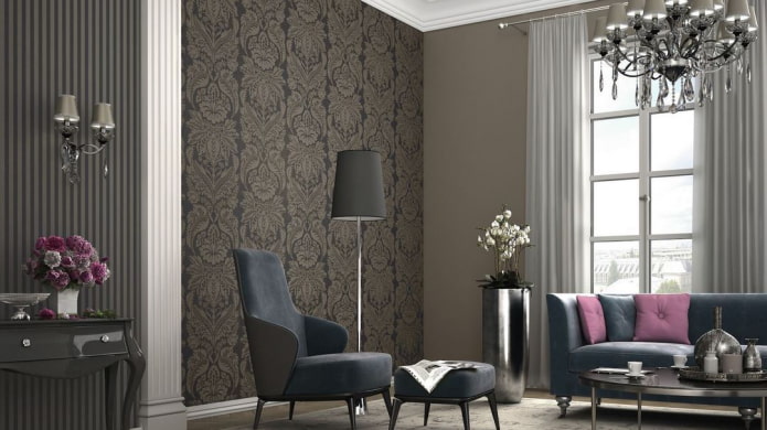 papier peint marron avec un motif monogramme