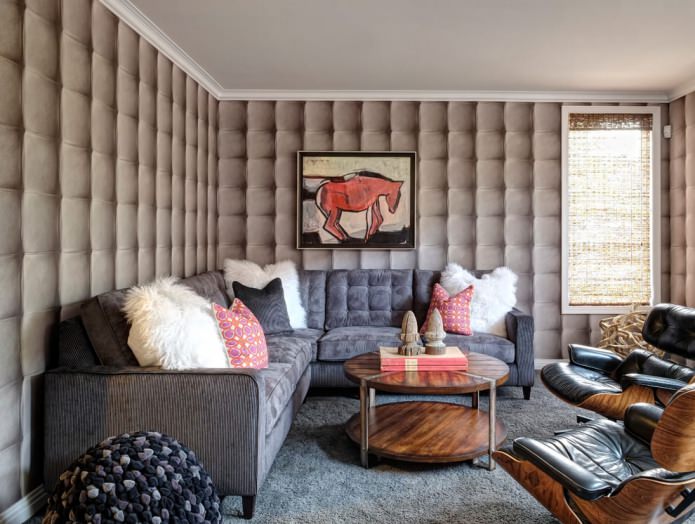 Papier peint 3D gris dans le salon