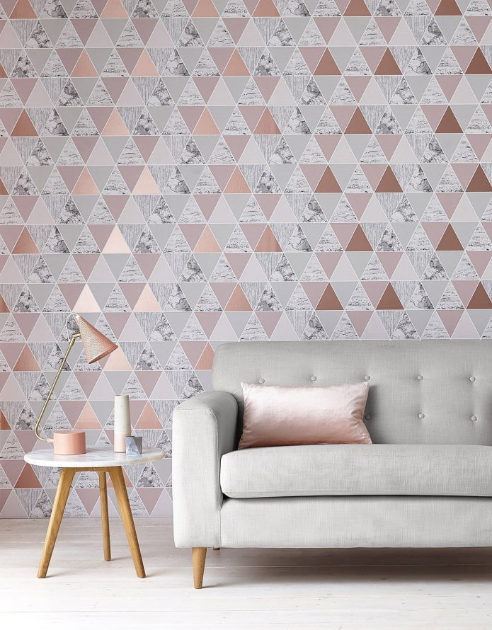 Papier peint gris et rose