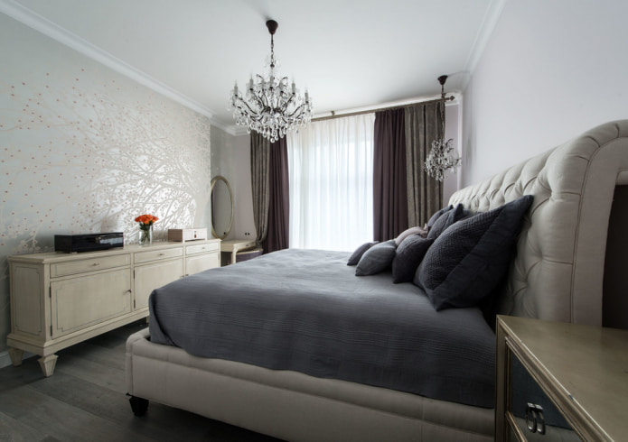 chambre lumineuse dans le nouveau style classique