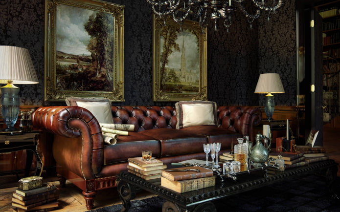 canapé Chesterfield en cuir
