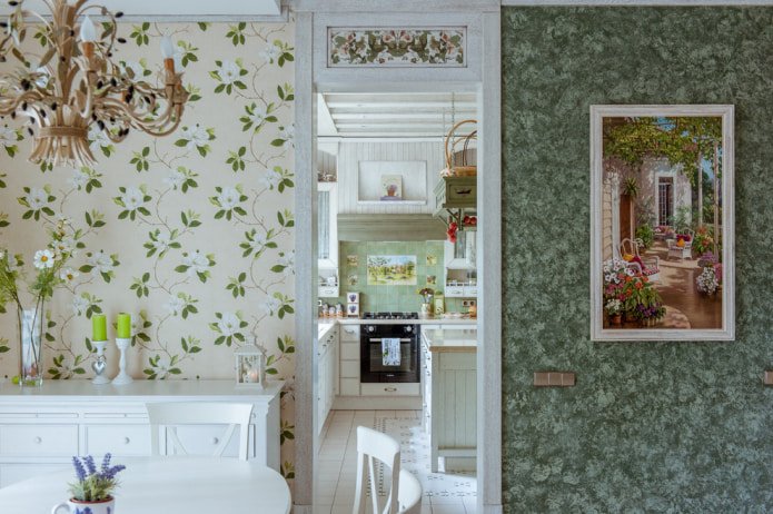 Papier peint vert à fleurs