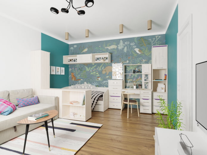 Appartement moderne d'une pièce avec un enfant