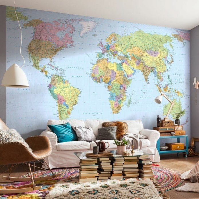 papier peint photo avec une carte du monde