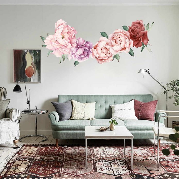 autocollants de fleurs dans l'appartement