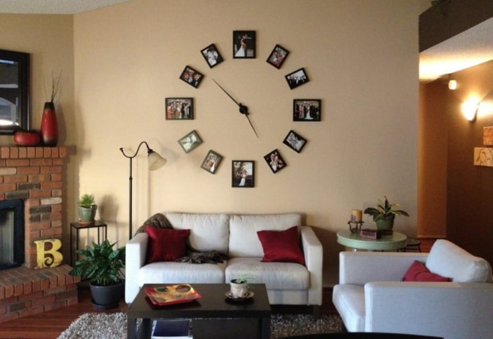 photos en forme d'horloge à l'intérieur