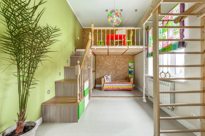 Chambre d'enfant couleur marron-olive