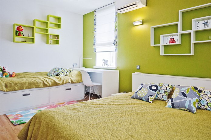 Chambre d'enfant moderne couleur pistache vive