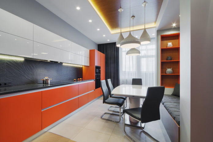 finition de cuisine dans les tons orange