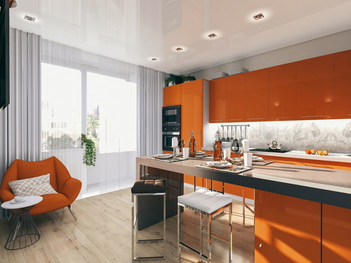 Rideaux de cuisine aux tons orange