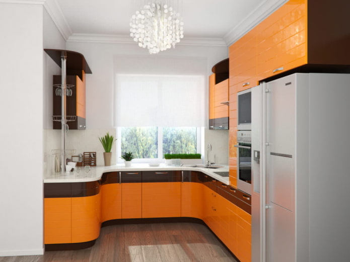 Rideaux de cuisine aux tons orange