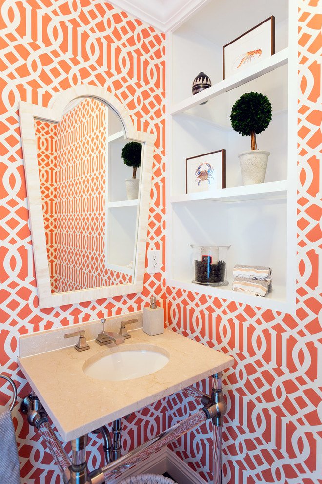 papier peint blanc et orange
