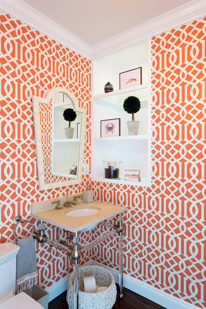 papier peint blanc et orange