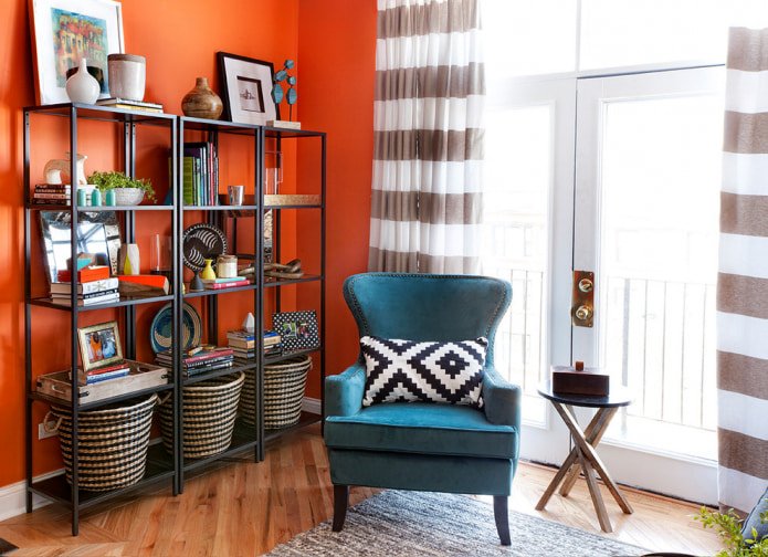 rideaux pour papier peint orange