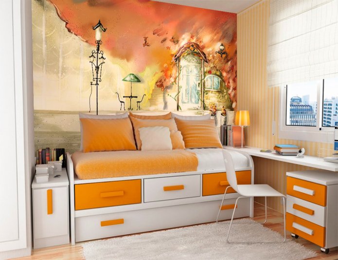 Papier peint photo orange