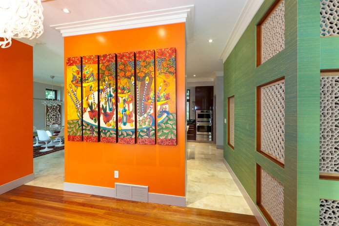Intérieur vert et orange