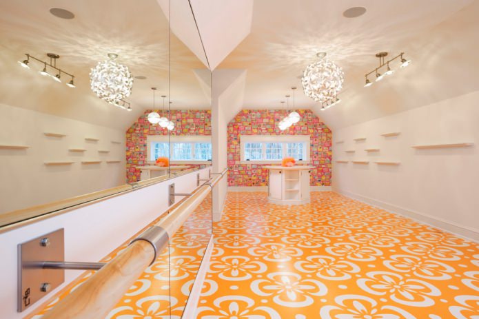 orange floor with a pattern