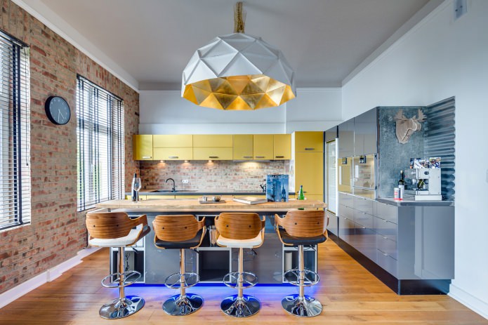 brique dans l'intérieur de la cuisine
