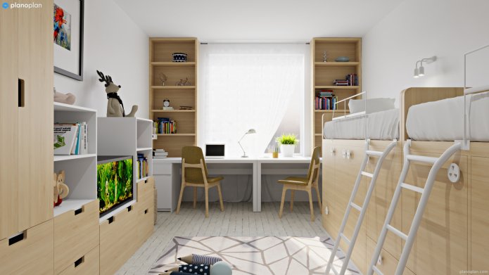 chambre d'enfant avec espace de travail