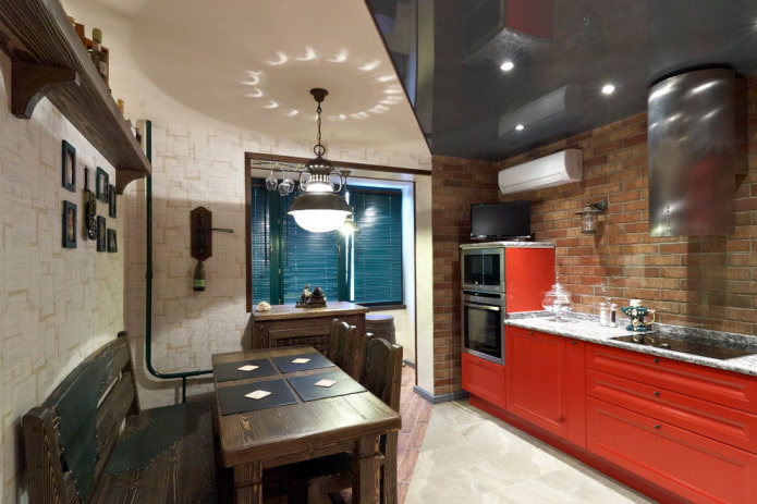 plafond tendu avec éclairage zonal dans la cuisine