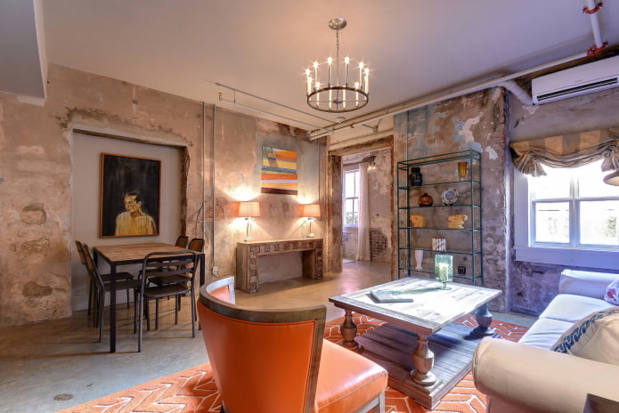 Lumière dans un salon loft