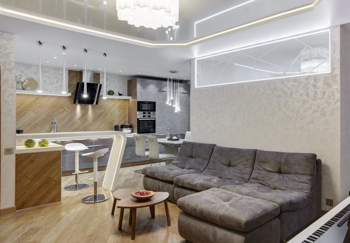 Lumière décorative à l'intérieur de la cuisine-salon