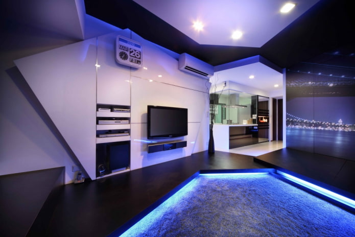 Lumière décorative à l'intérieur de la cuisine-salon