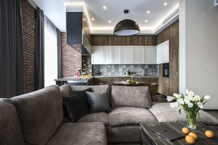 exemple d'éclairage de cuisine-salon