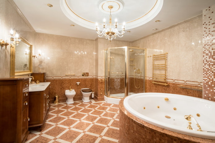 Éclairage d'une salle de bain de style classique