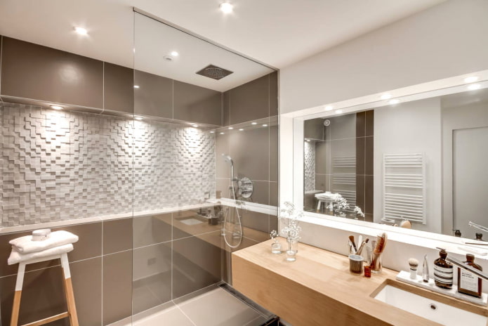 conception d'éclairage dans l'intérieur de la salle de bain