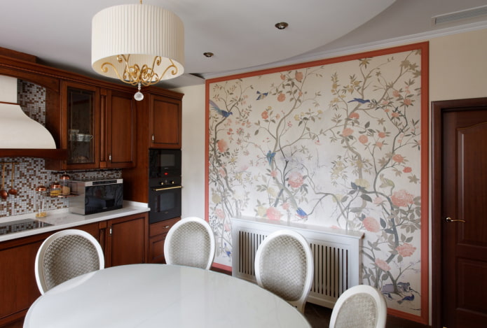 panneau de papier peint à l'intérieur de la cuisine
