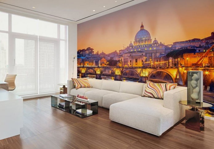 Panneau mural avec image de la ville à l'intérieur