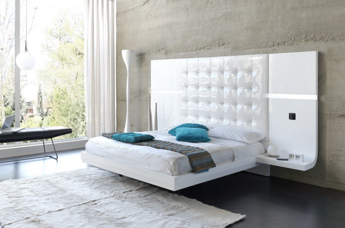 Lit blanc avec effet flottant